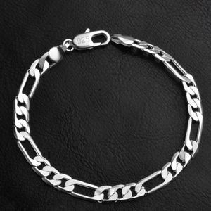 925 Sterling Silver 8MM Chain Link Figaro Bracelet